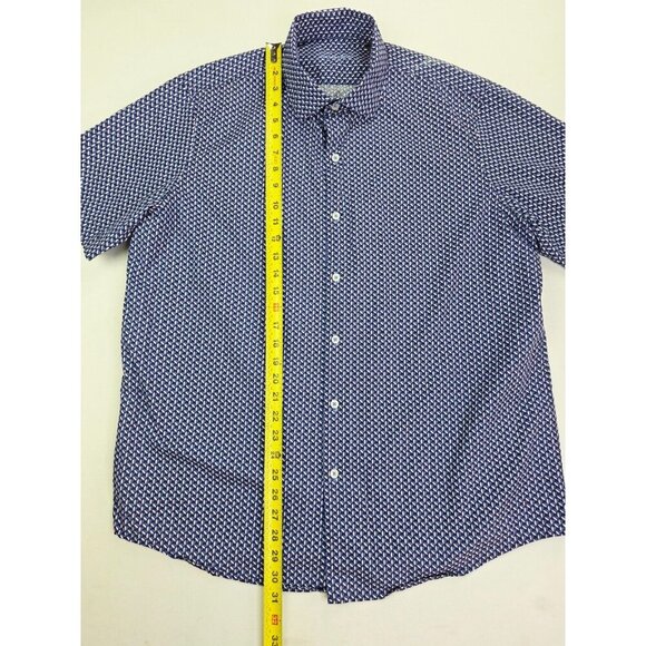 Tasso Elba Size XL 17-17.5 Black Blue White Lavender Ovel Pattern Cotton Shirt - Picture 8 of 9